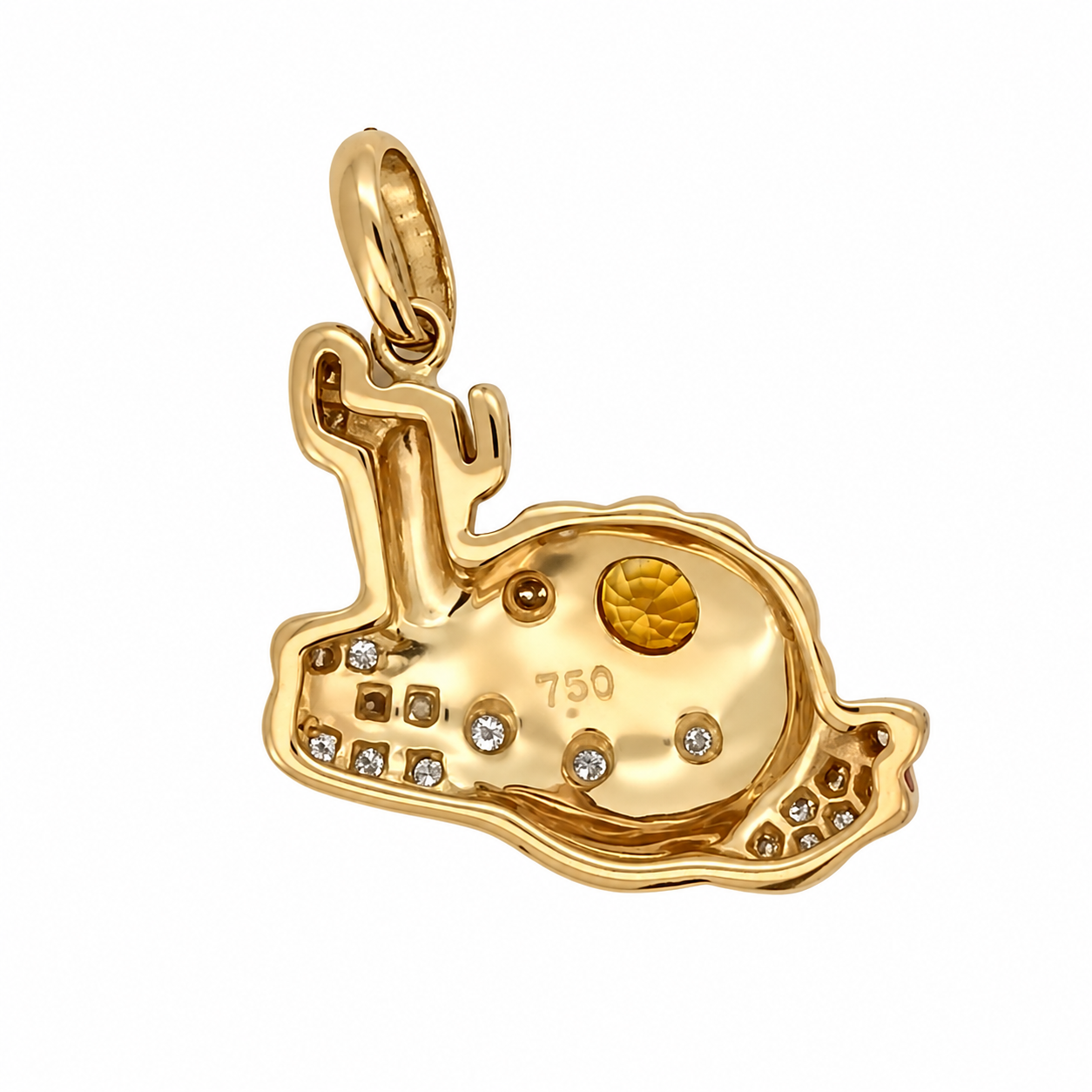 Ciondolo - 18 carati Oro giallo - 0.41ct. tw. Quarzo - Diamante - Made in Italy - Handmade