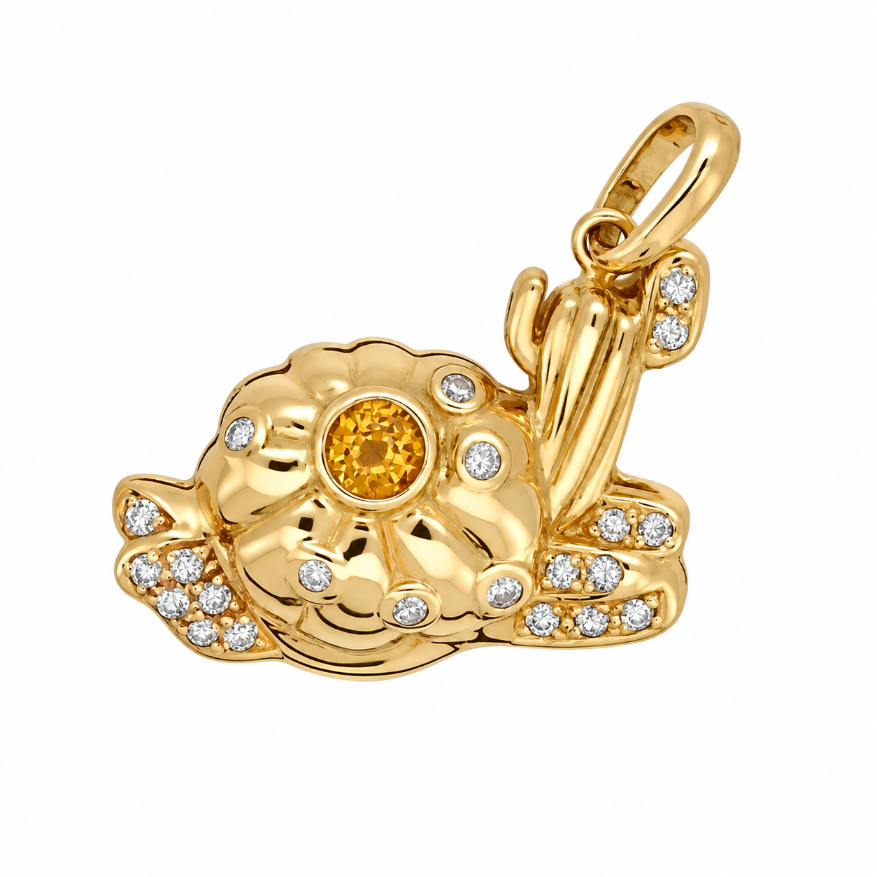 Ciondolo - 18 carati Oro giallo - 0.41ct. tw. Quarzo - Diamante - Made in Italy - Handmade