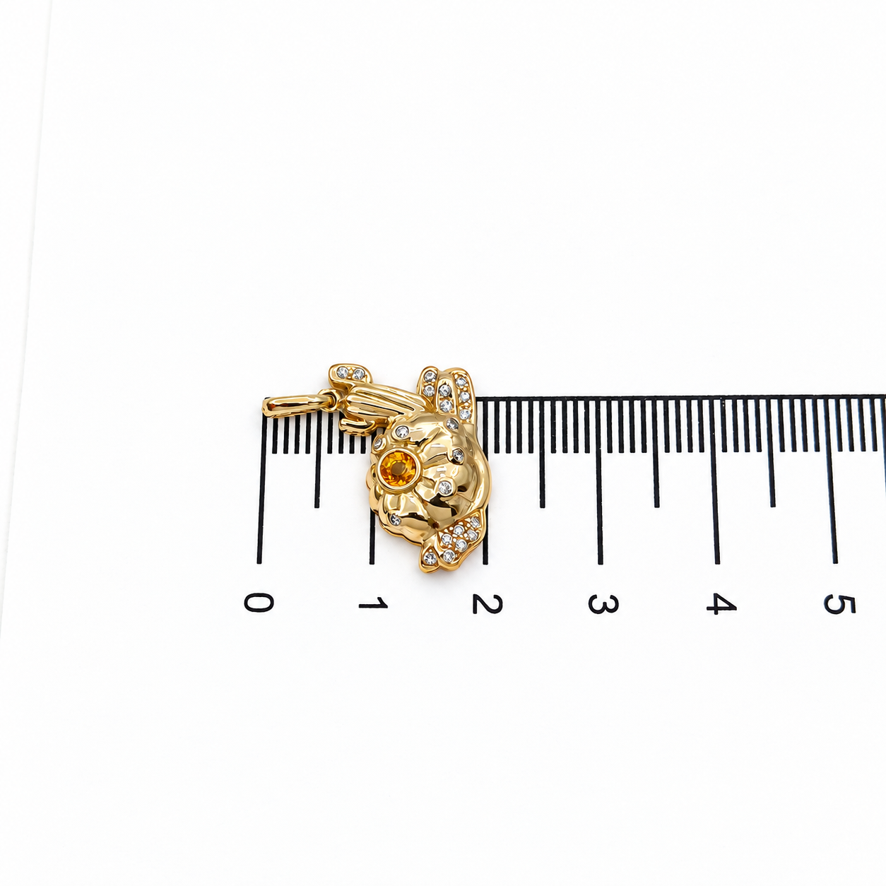 Ciondolo - 18 carati Oro giallo - 0.41ct. tw. Quarzo - Diamante - Made in Italy - Handmade