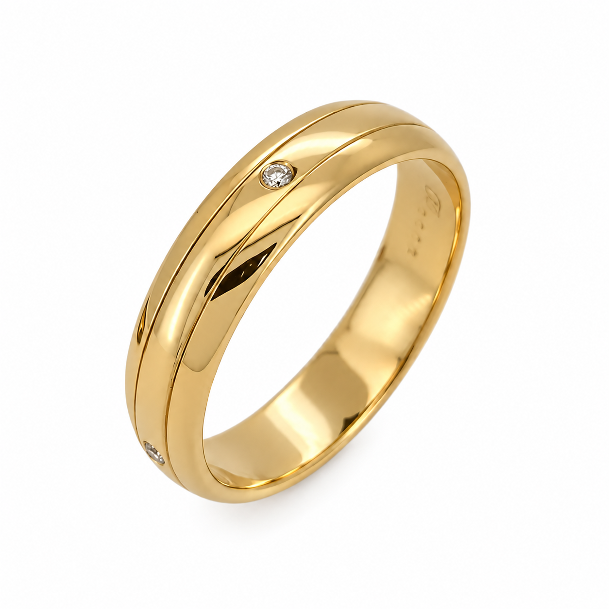 Anello - 18 carati Oro giallo - 0.04ct. tw. Diamante (Naturale) - Made in Italy - Handmade