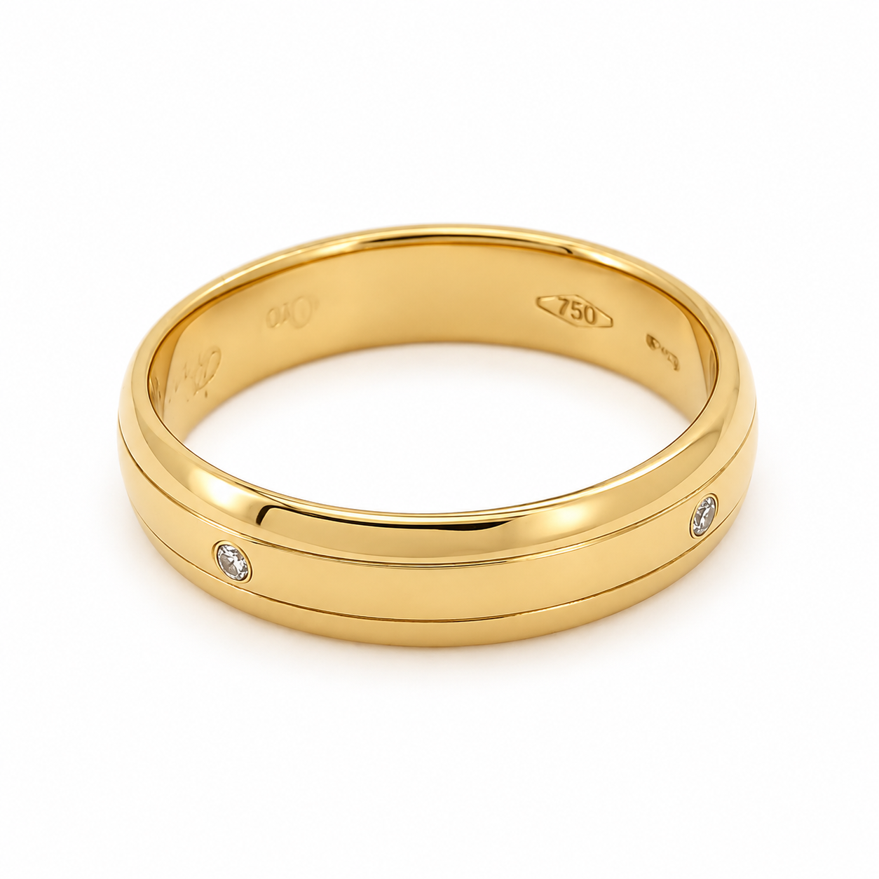 Anello - 18 carati Oro giallo - 0.04ct. tw. Diamante (Naturale) - Made in Italy - Handmade