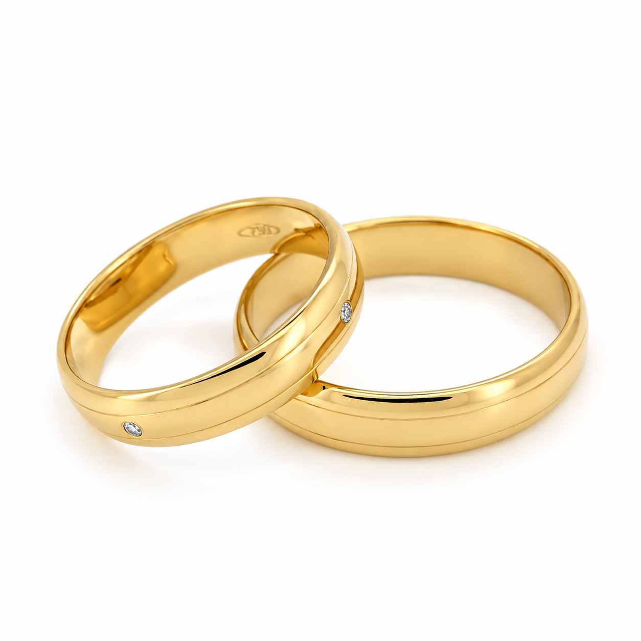 Anello - 18 carati Oro giallo - 0.04ct. tw. Diamante (Naturale) - Made in Italy - Handmade