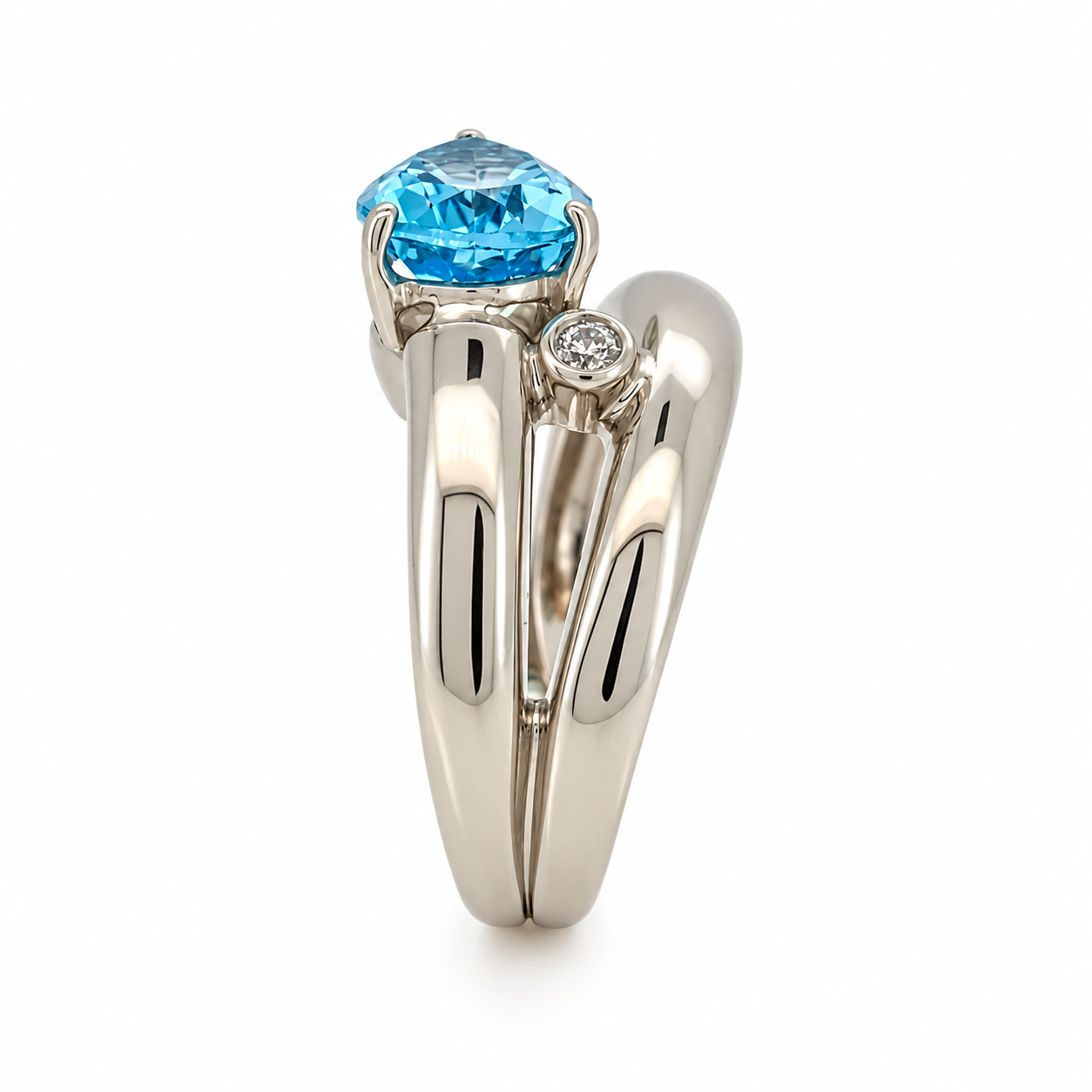 Anello - 18 carati Oro bianco - 2.32ct. tw. Topazio - Diamante - Made in Italy - Handmade