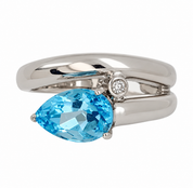 Anello - 18 carati Oro bianco - 2.32ct. tw. Topazio - Diamante - Made in Italy - Handmade