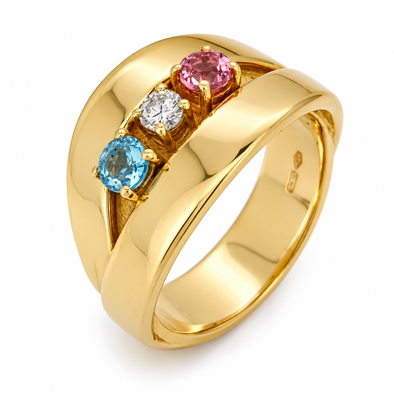 Anello - 18 carati Oro giallo - 0.60ct. tw. Zaffiro - Acquamarina - Made in Italy - Handmade