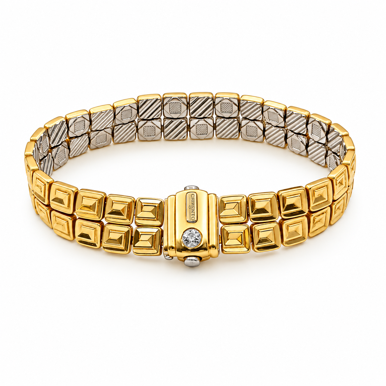 Bracciale - 18 carati Oro giallo, Oro bianco - 0.06ct. tw. Diamante (Naturale) - Made in Italy - HandMade