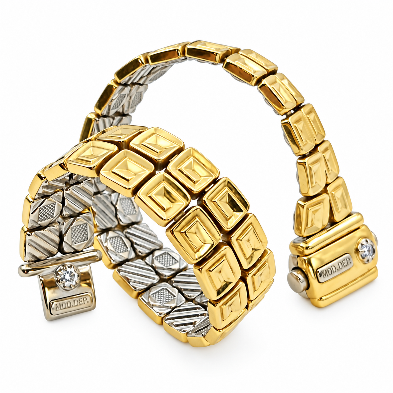 Bracciale - 18 carati Oro giallo, Oro bianco - 0.06ct. tw. Diamante (Naturale) - Made in Italy - HandMade