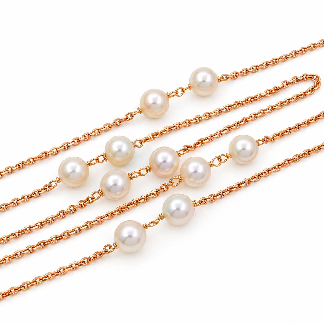 Collana in oro giallo 18 carati con 20 perle Akoya da 5,80 mm