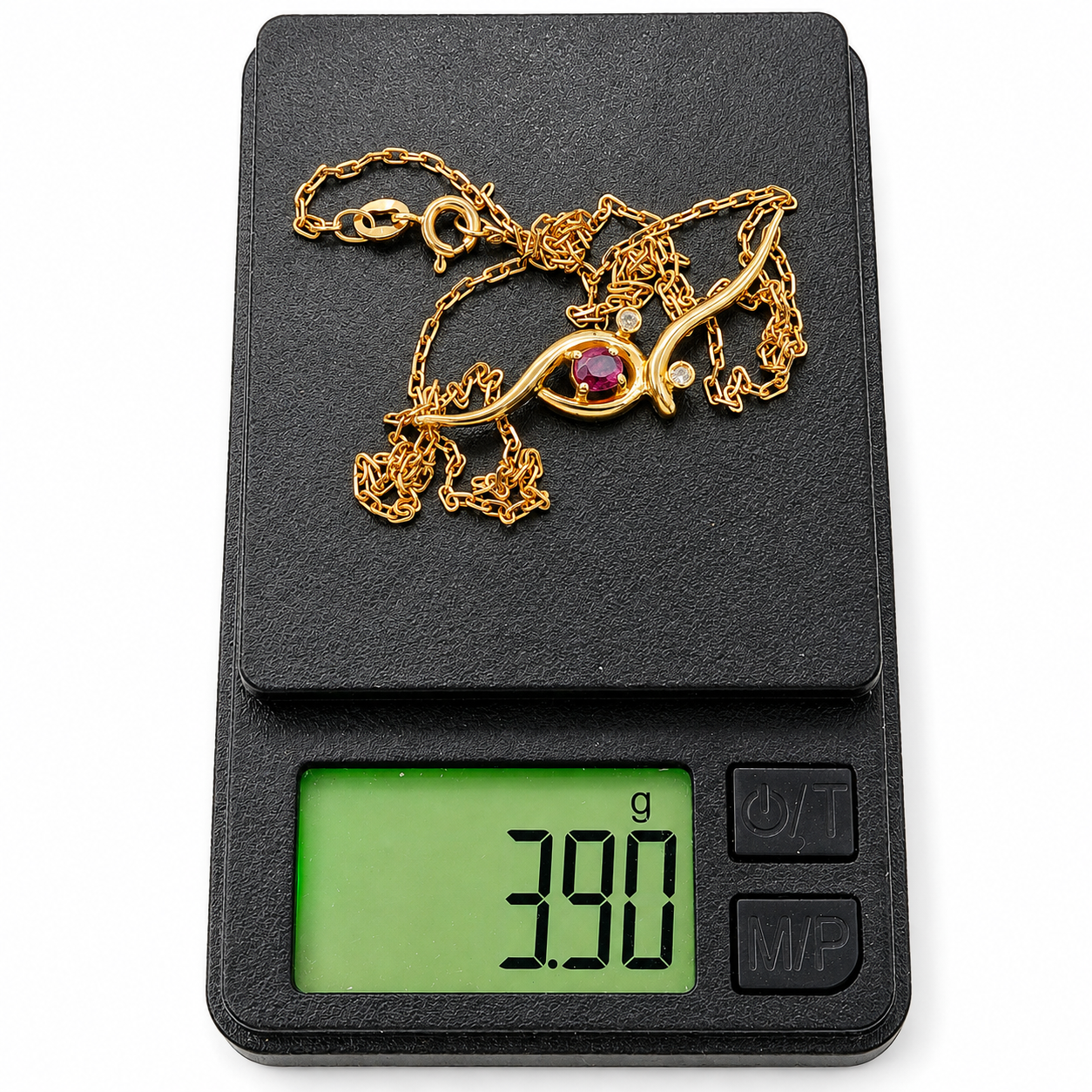 Collana - 18 carati Oro giallo - 0.22ct. tw. Rubino - Diamante - Made in Italy - HandMade