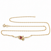Collana - 18 carati Oro giallo - 0.22ct. tw. Rubino - Diamante - Made in Italy - HandMade