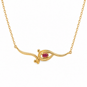 Collana - 18 carati Oro giallo - 0.22ct. tw. Rubino - Diamante - Made in Italy - HandMade
