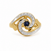 Anello - 18 carati Oro giallo - 0.29ct. tw. Zaffiro - Diamante - Made in Italy - HandMade