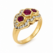 Anello - 18 carati Oro giallo - 1.30ct. tw. Rubino - Diamante - Made in Italy - HandMade