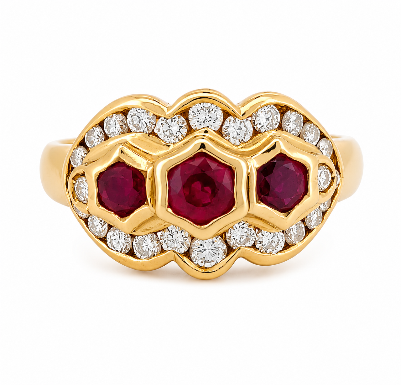 Anello - 18 carati Oro giallo - 1.30ct. tw. Rubino - Diamante - Made in Italy - HandMade