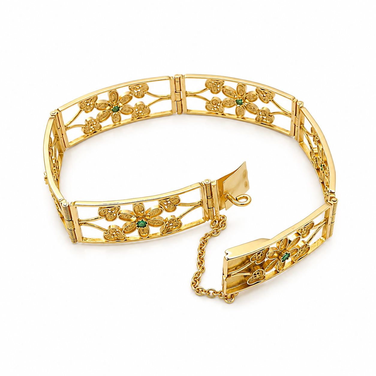 Bracciale - 18 carati Oro giallo - 0.16ct. tw. Smeraldo - Made in Italy - HandMade