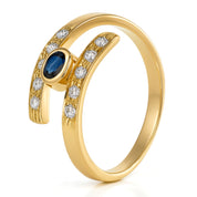 Anello - 18 carati Oro giallo - 0.41ct. tw. Zaffiro - Diamante