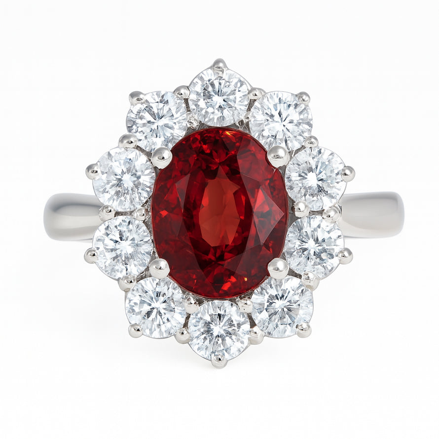 Anello - 18 carati Oro bianco - 3.30ct. tw. Tormalina - Diamante