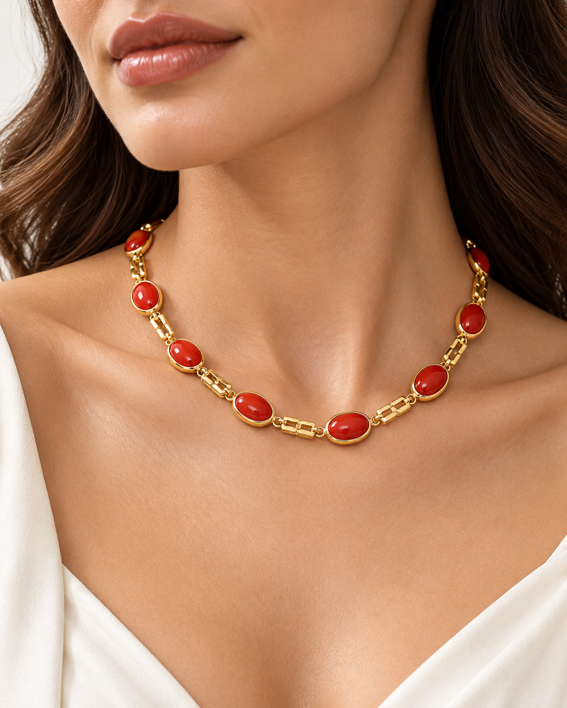 Collana - 18 carati Oro giallo - 16ct. tw. Corallo - Made in Italy - HandMade