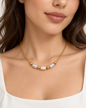 Collana - 18 carati Oro giallo Perla - Made in Italy - HandMade