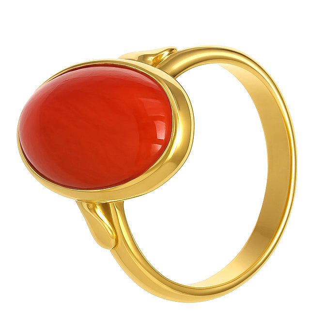Anello - 18 carati Oro giallo Corallo