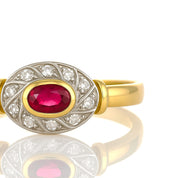 Anello - 18 carati Oro giallo, Oro bianco - 0.24ct. tw. Rubino - Diamante