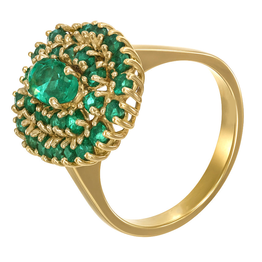 Anello - 18 carati Oro giallo - 1.79ct. tw. Smeraldo