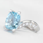 Anello - 18 carati Oro bianco - 0.36ct. tw. Diamante - Acquamarina