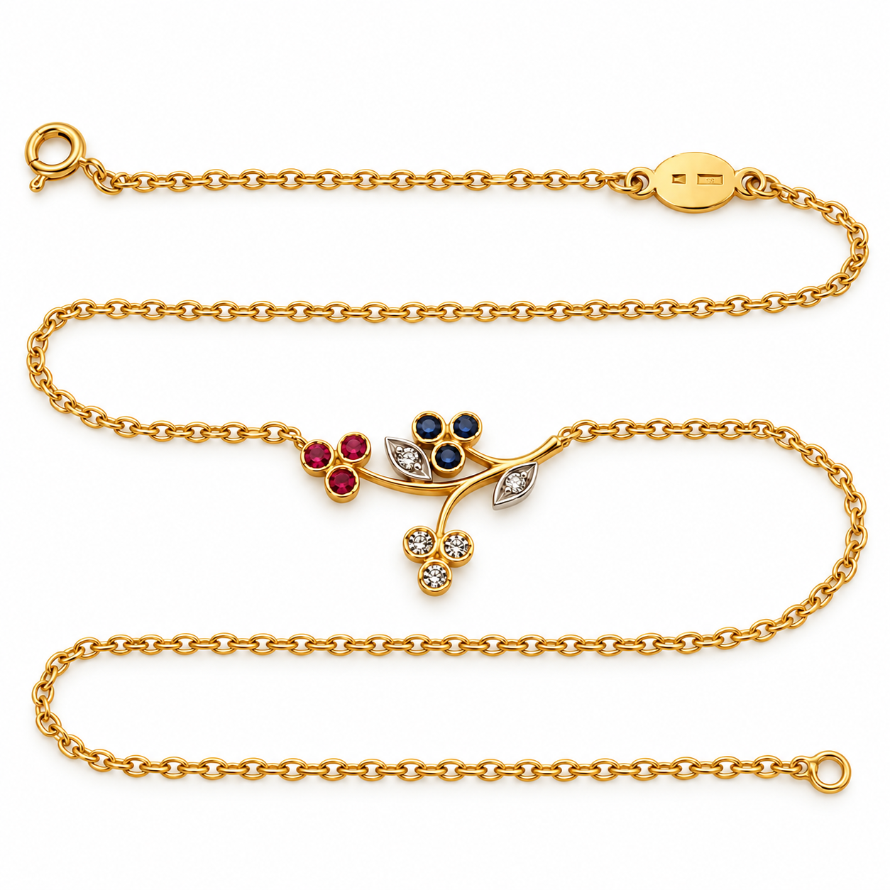 Collana con ciondolo - 18 carati Oro giallo - 0.57ct. tw. Diamante (Naturale) - Rubino