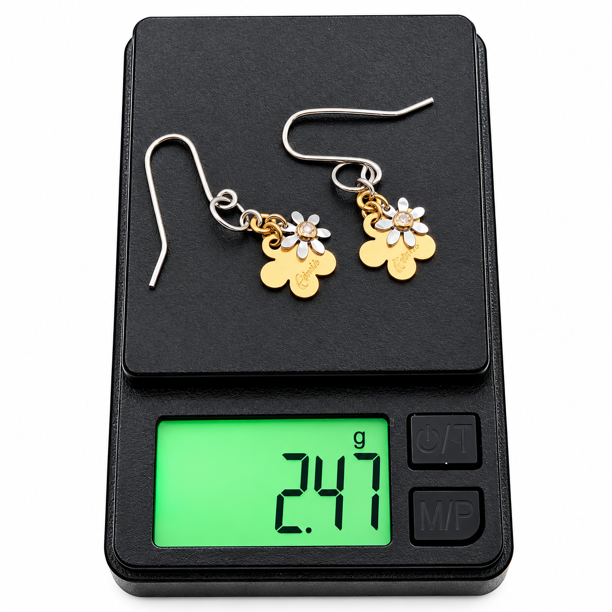 Orecchini - 18 carati Oro giallo, Oro bianco - 0.02ct. tw. Diamante (Naturale) - Made in Italy - Handmade