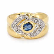 Anello - 18 carati Oro giallo, Oro bianco - 0.30ct. tw. Zaffiro - Diamante - Made in Italy - Handmade