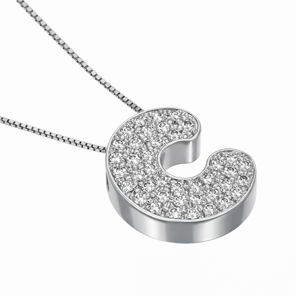 Collana con ciondolo - 18 carati Oro bianco - 0.44ct. tw. Diamante (Naturale) - Made in Italy - Handmade