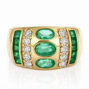 Anello - 18 carati Oro giallo - 1.45ct. tw. Smeraldo - Diamante