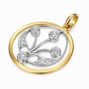Ciondolo - 18 carati Oro giallo, Oro bianco - 0.16ct. tw. Diamante (Naturale) - Made in Italy - Handmade