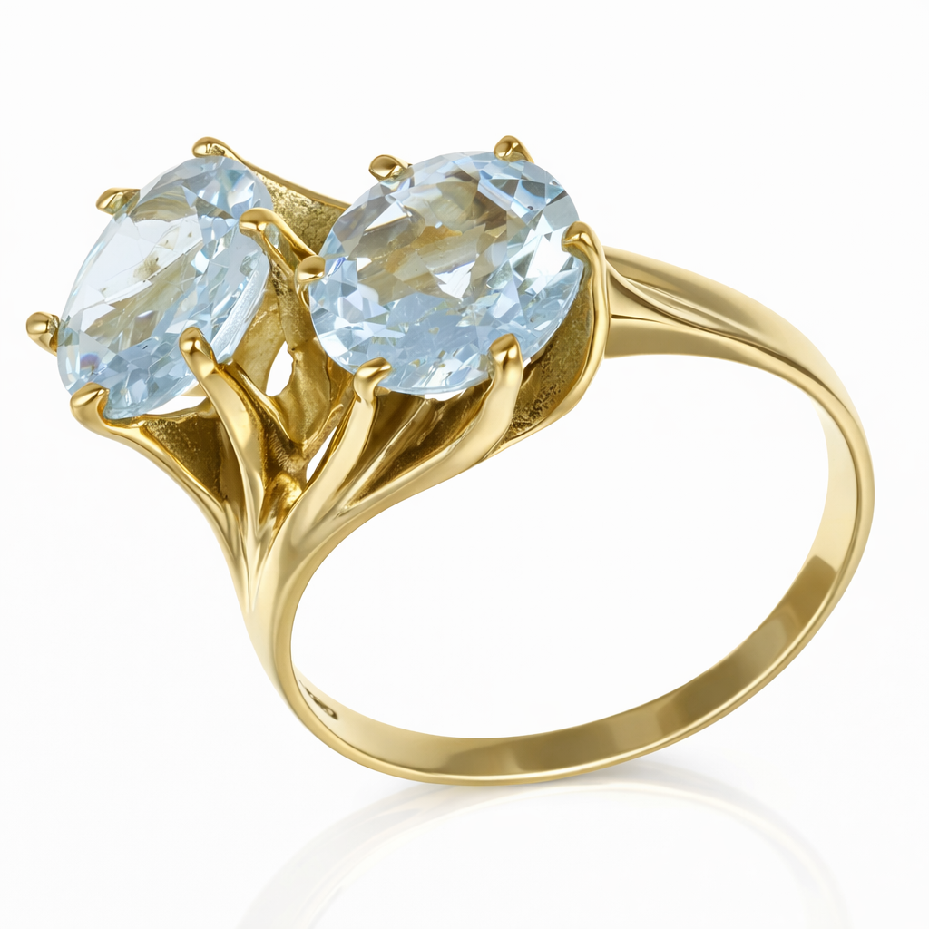 Anello - 18 carati Oro giallo - 4.00ct. tw. Acquamarina - Made in Italy - Handmade