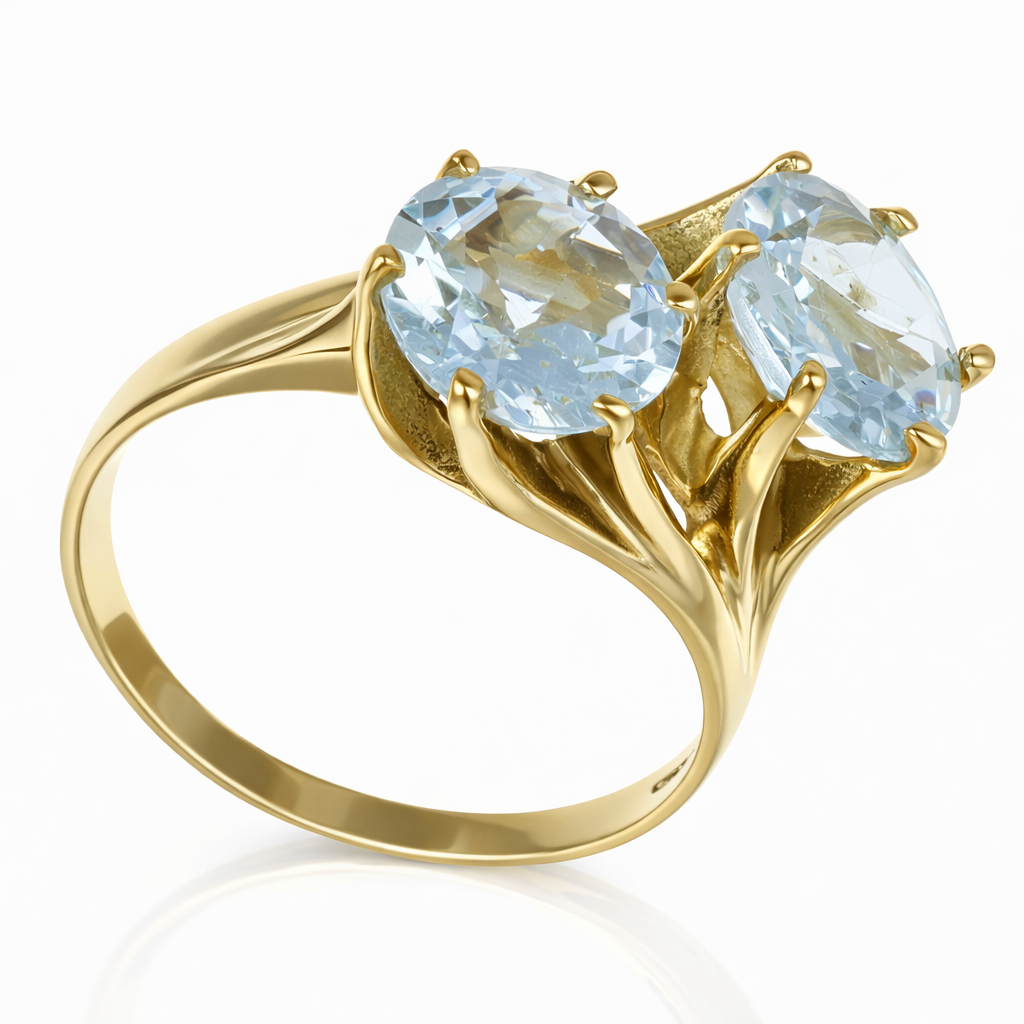 Anello - 18 carati Oro giallo - 4.00ct. tw. Acquamarina - Made in Italy - Handmade