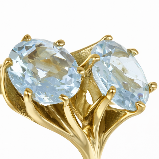 Anello - 18 carati Oro giallo - 4.00ct. tw. Acquamarina - Made in Italy - Handmade