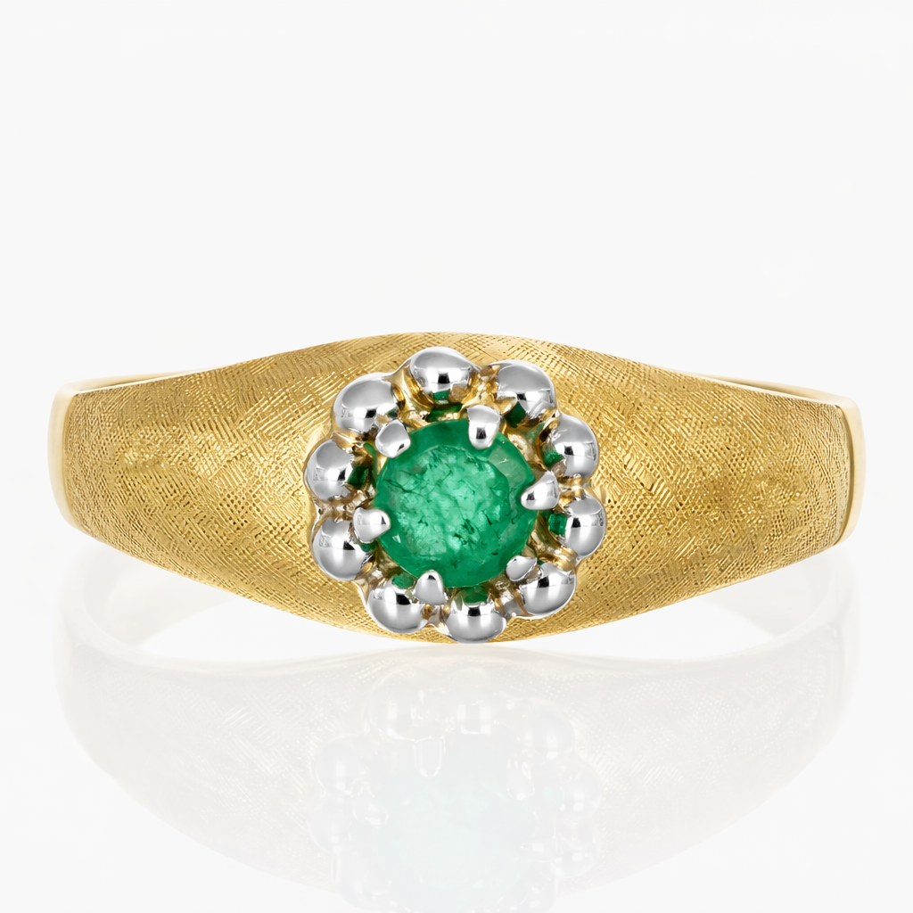 Anello - 18 carati Oro giallo, Oro bianco - 0.25ct. tw. Smeraldo