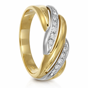 Anello - 18 carati Oro giallo, Oro bianco - 0.08ct. tw. Diamante (Naturale)