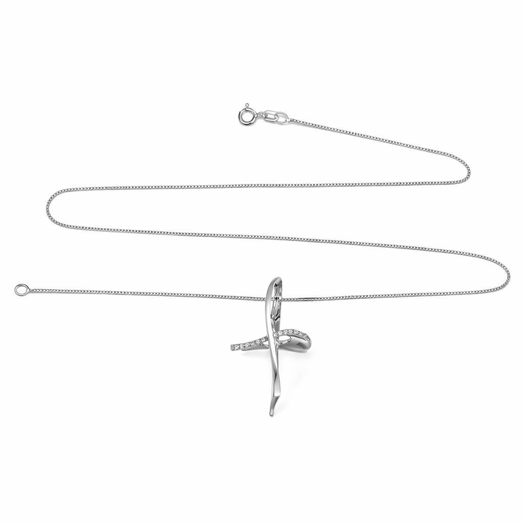 Collana con ciondolo - 18 carati Oro bianco - 0.13ct. tw. Diamante (Naturale)