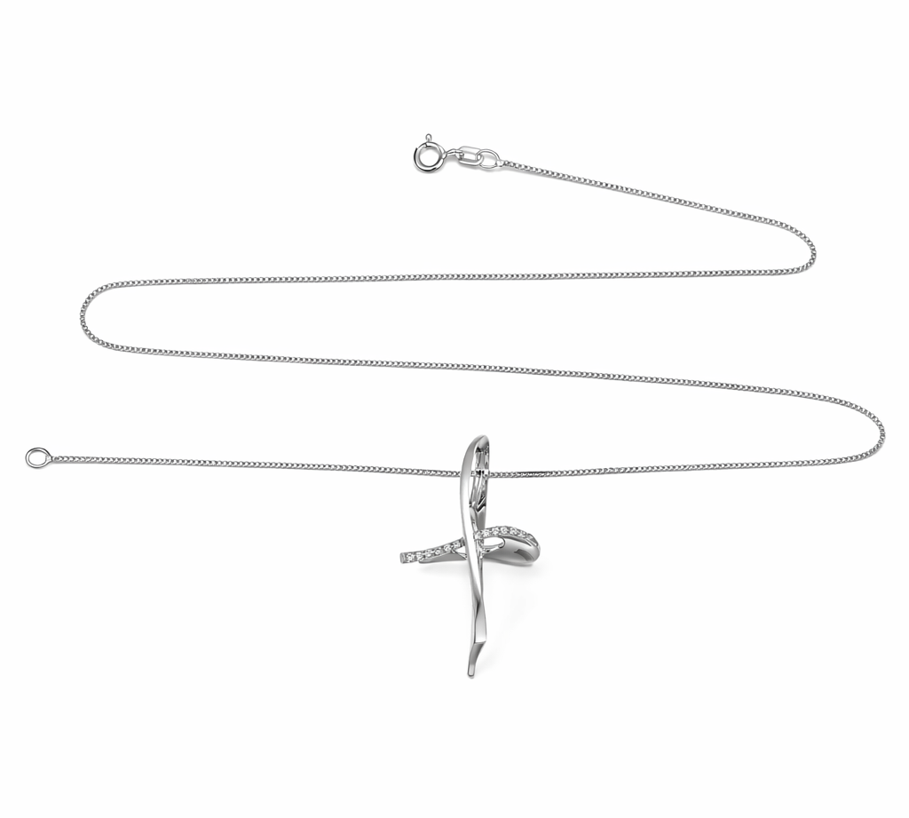 Collana con ciondolo - 18 carati Oro bianco - 0.13ct. tw. Diamante (Naturale)