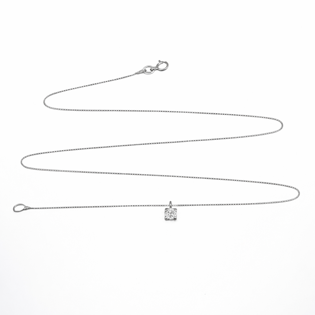 Collana con ciondolo - 18 carati Oro bianco - 0.18ct. tw. Diamante (Naturale)
