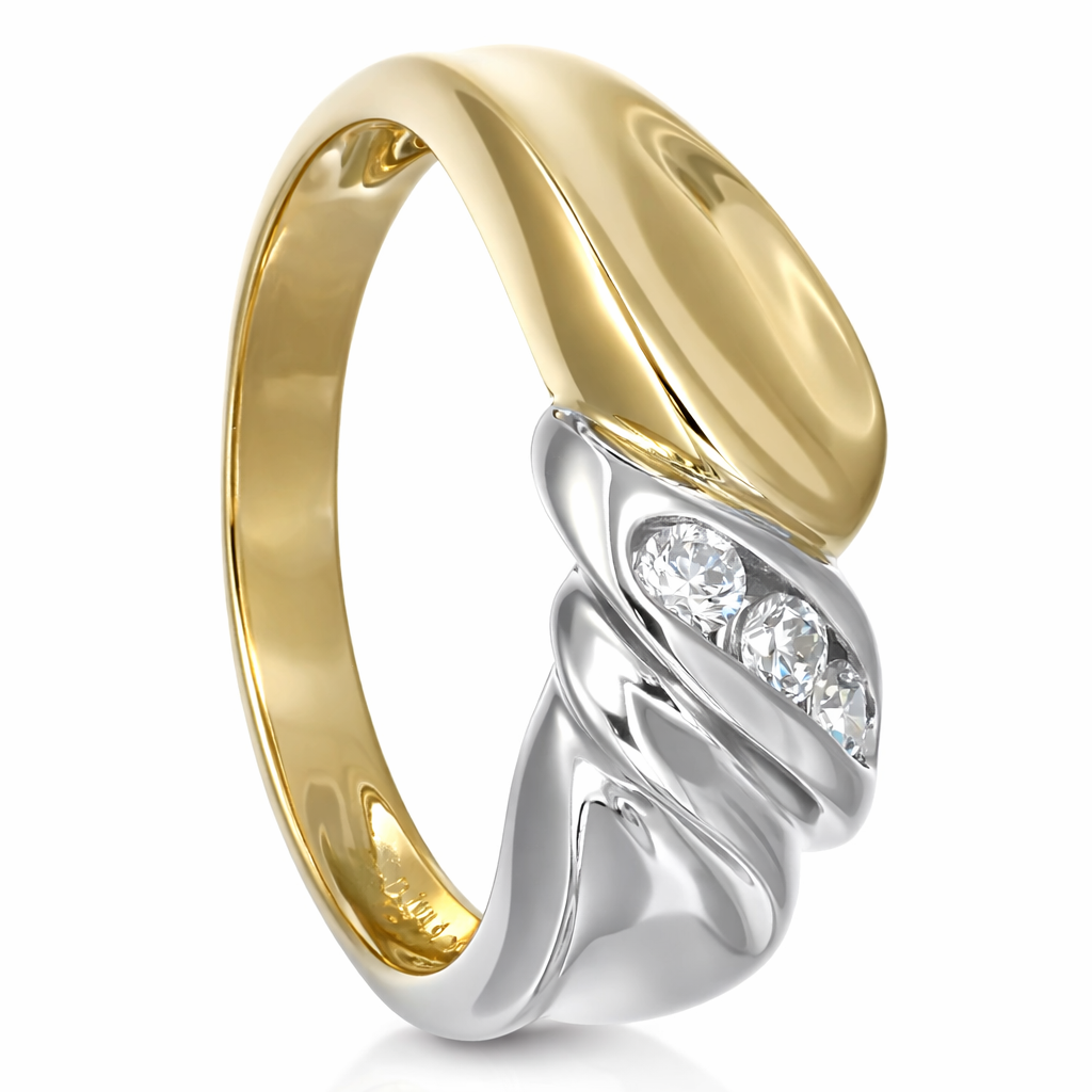 Anello - 18 carati Oro giallo, Oro bianco - 0.15ct. tw. Diamante (Naturale)