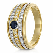 Anello - 18 carati Oro giallo, Oro bianco - 0.90ct. tw. Zaffiro - Diamante