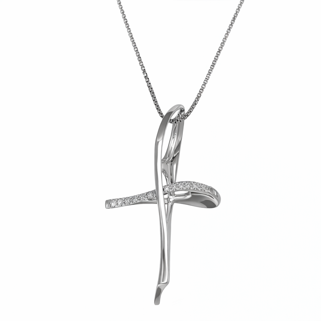 Collana con ciondolo - 18 carati Oro bianco - 0.13ct. tw. Diamante (Naturale)