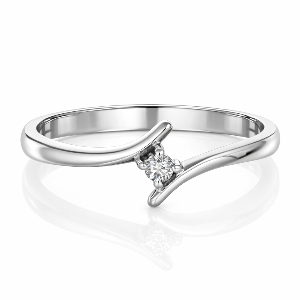 Anello - 18 carati Oro bianco - 0.05ct. tw. Diamante (Naturale)