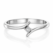 Anello - 18 carati Oro bianco - 0.05ct. tw. Diamante (Naturale)