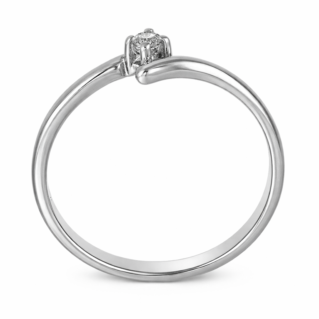 Anello - 18 carati Oro bianco - 0.05ct. tw. Diamante (Naturale)