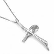 Collana con ciondolo - 18 carati Oro bianco - 0.13ct. tw. Diamante (Naturale)