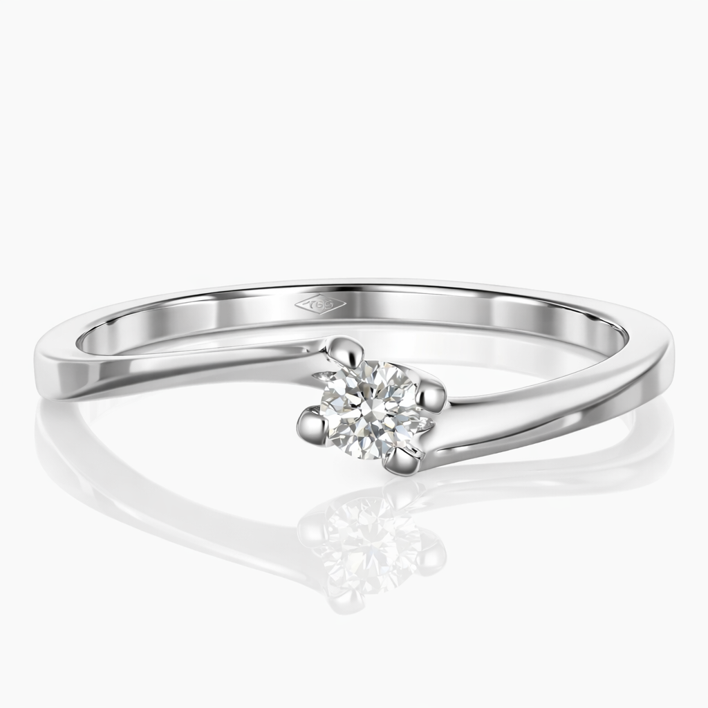 Anello - 18 carati Oro bianco - 0.09ct. tw. Diamante (Naturale)