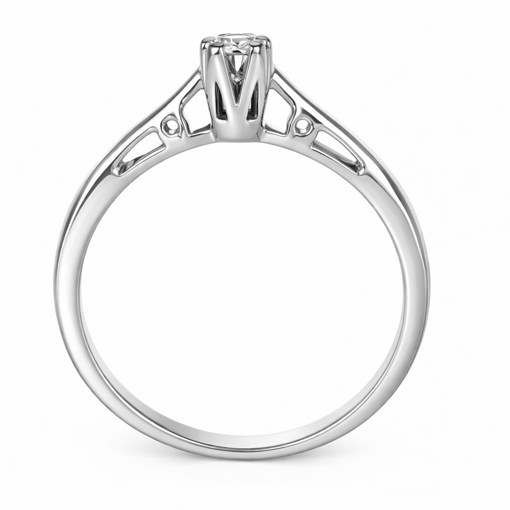 Anello - 18 carati Oro bianco - 0.03ct. tw. Diamante (Naturale)